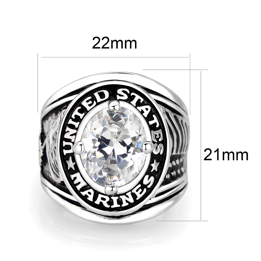 LO5M071 - Rhodium Plated Brass Ring with  CZ Clear LuxuryLifeWay Online Store