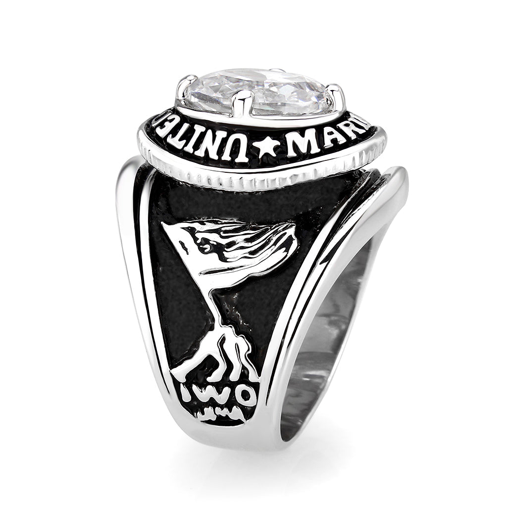 LO5M071 - Rhodium Plated Brass Ring with  CZ Clear LuxuryLifeWay Online Store