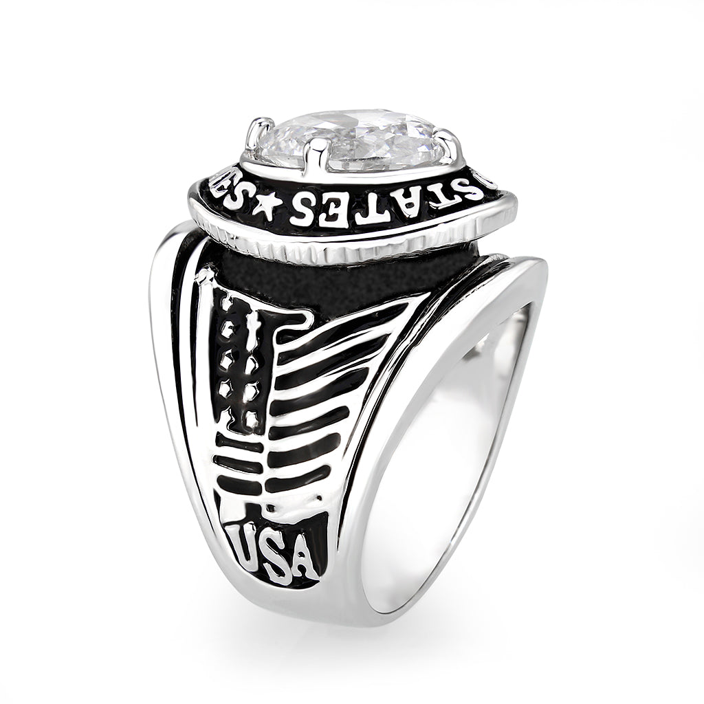 LO5M071 - Rhodium Plated Brass Ring with  CZ Clear LuxuryLifeWay Online Store