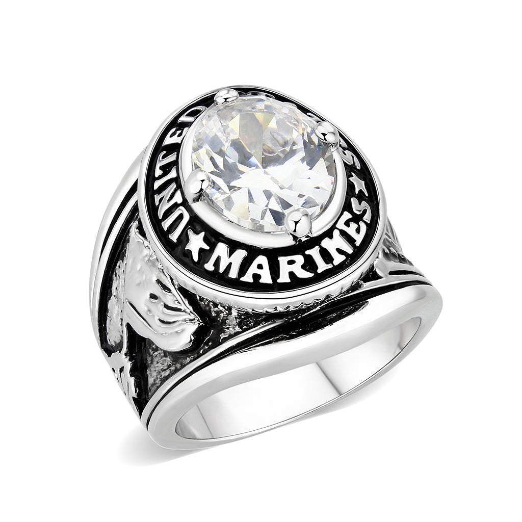 LO5M071 - Rhodium Plated Brass Ring with  CZ Clear LuxuryLifeWay Online Store