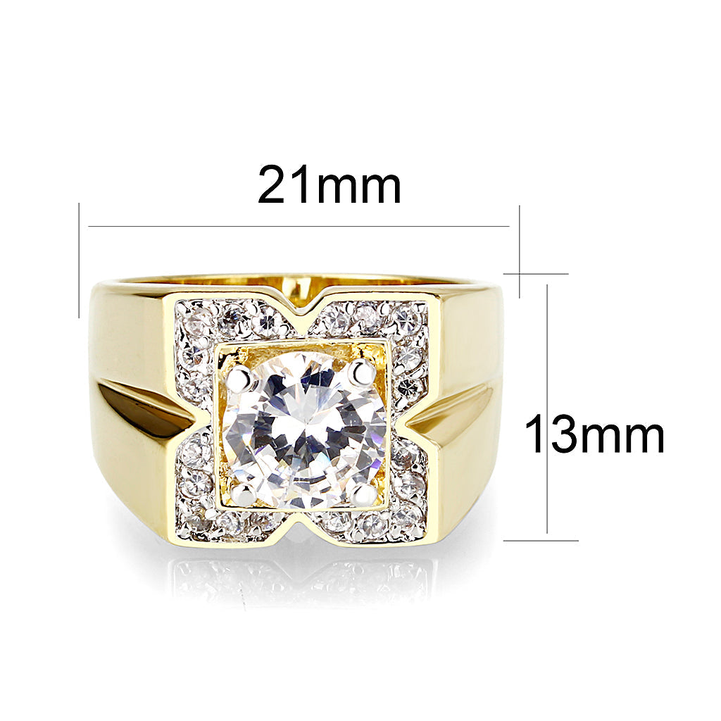 LO5M087 - Ion Gold Plating Brass Ring with AAA Grade CZ  in Clear LuxuryLifeWay Online Store