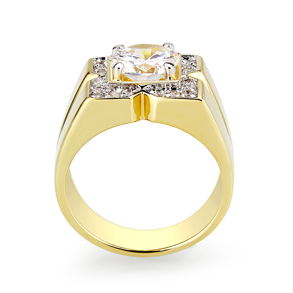 LO5M087 - Ion Gold Plating Brass Ring with AAA Grade CZ  in Clear LuxuryLifeWay Online Store