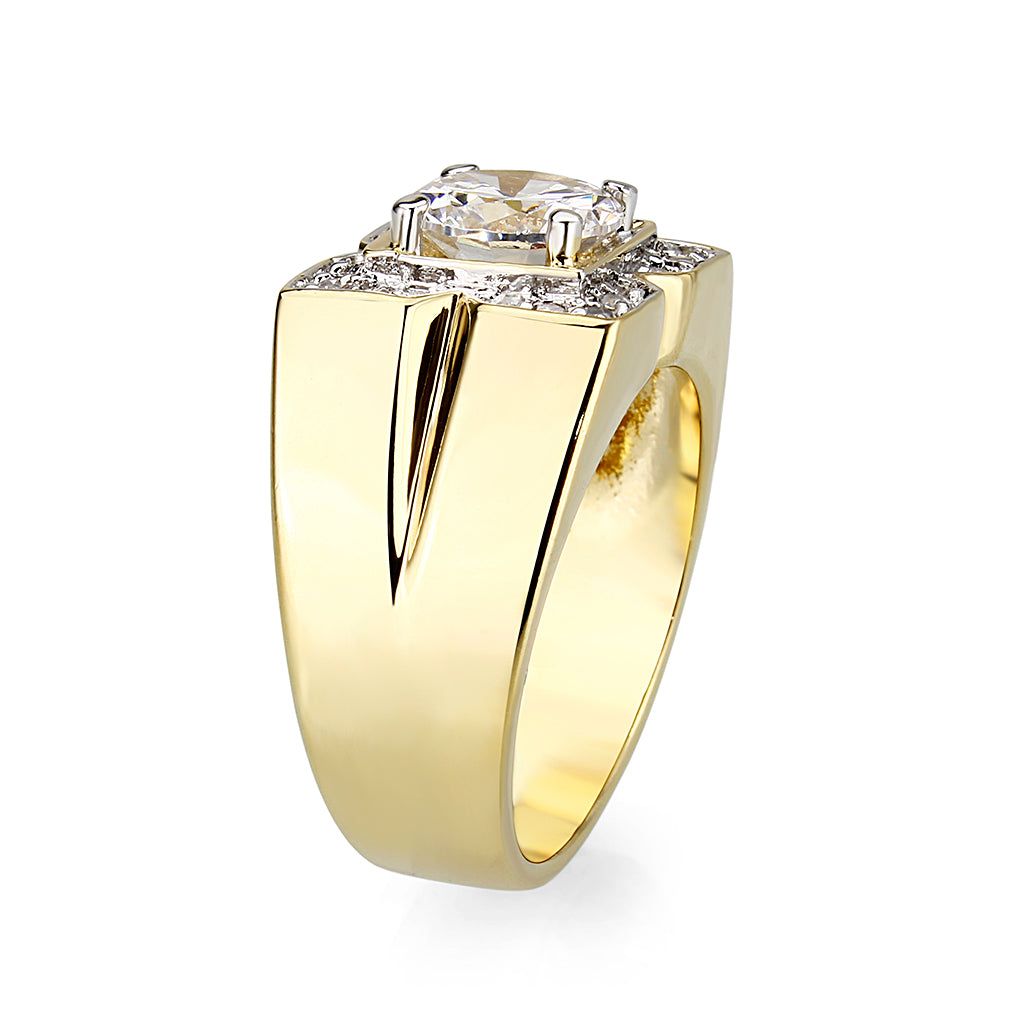LO5M087 - Ion Gold Plating Brass Ring with AAA Grade CZ  in Clear LuxuryLifeWay Online Store