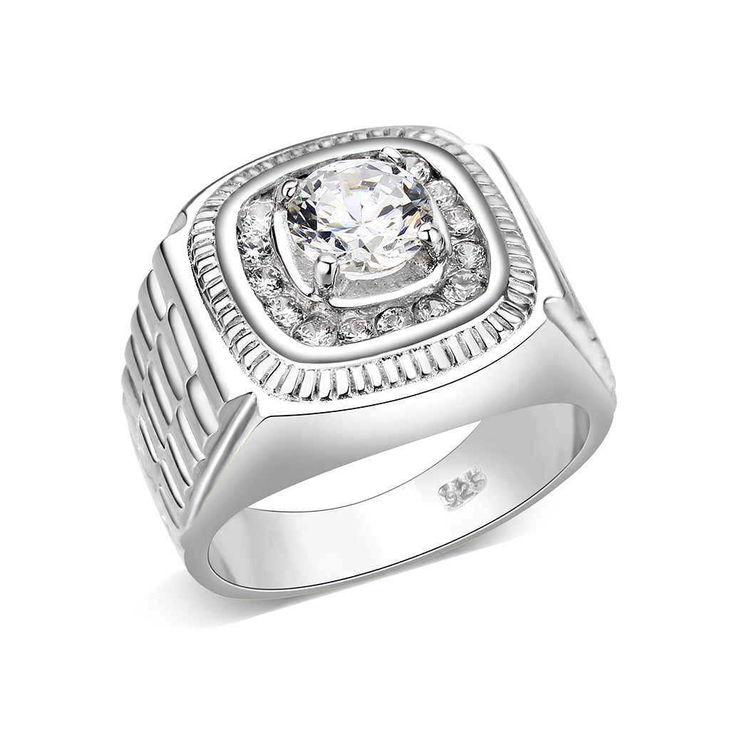 LO5S163- Sterling Silver   Ring with Clear CZ   High Polished(No Plated) LuxuryLifeWay Online Store