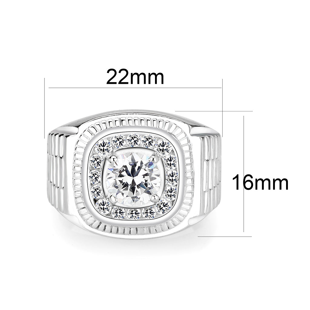 LO5S163- Sterling Silver   Ring with Clear CZ   High Polished(No Plated) LuxuryLifeWay Online Store