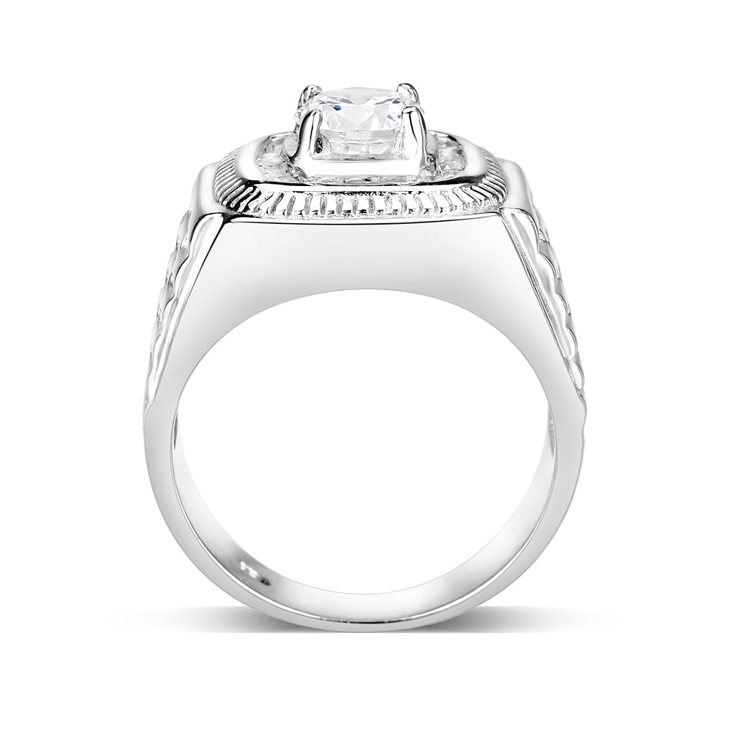LO5S163- Sterling Silver   Ring with Clear CZ   High Polished(No Plated) LuxuryLifeWay Online Store