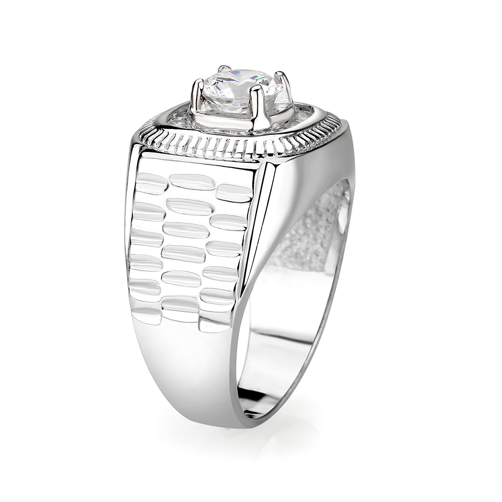 LO5S163- Sterling Silver   Ring with Clear CZ   High Polished(No Plated) LuxuryLifeWay Online Store