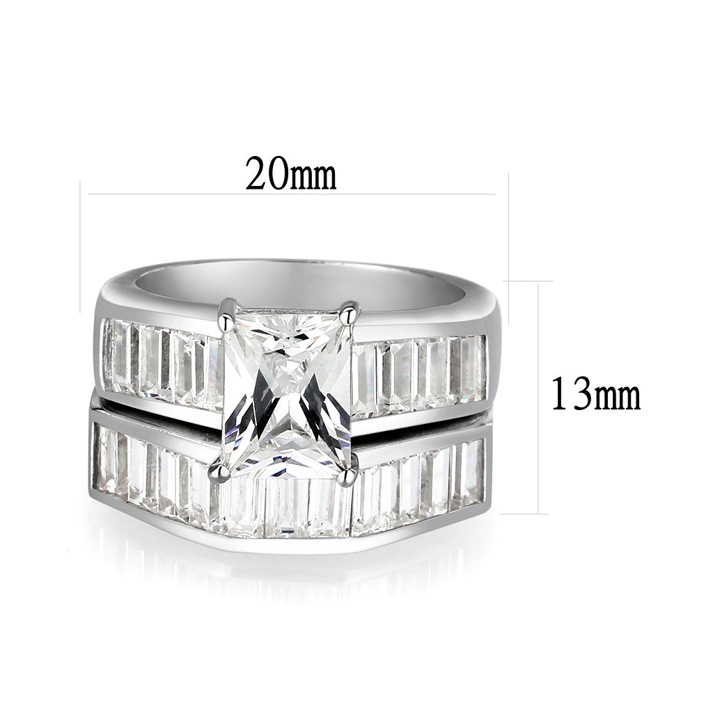 LO5S059- Sterling Silver Ring with CZ In Clear High Polished( NO Plating) LuxuryLifeWay Online Store