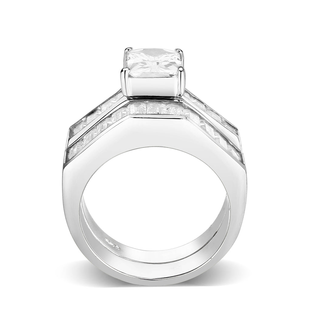 LO5S059- Sterling Silver Ring with CZ In Clear High Polished( NO Plating) LuxuryLifeWay Online Store