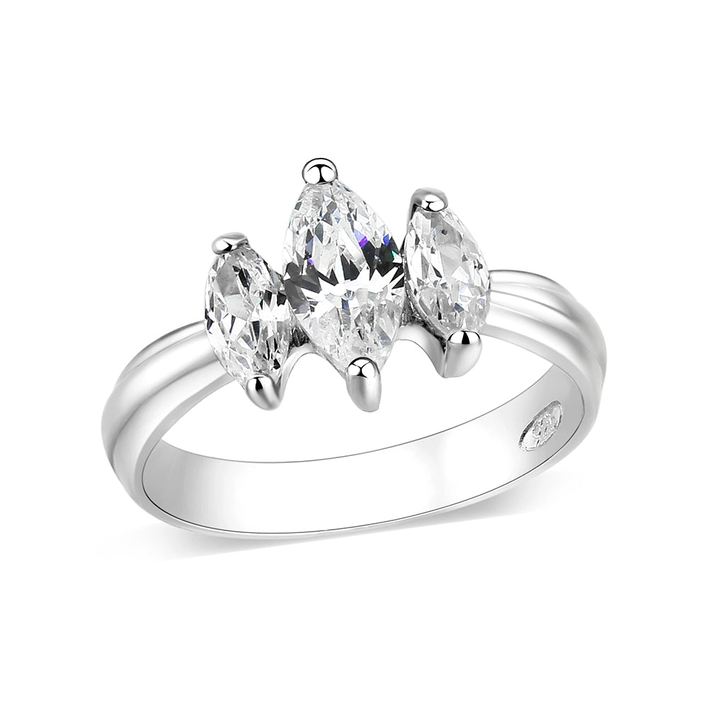 LO5S061- Sterling Silver Ring with CZ In Clear High Polished( NO Plating) LuxuryLifeWay Online Store