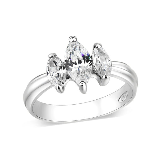 LO5S061- Sterling Silver Ring with CZ In Clear High Polished( NO Plating) LuxuryLifeWay Online Store