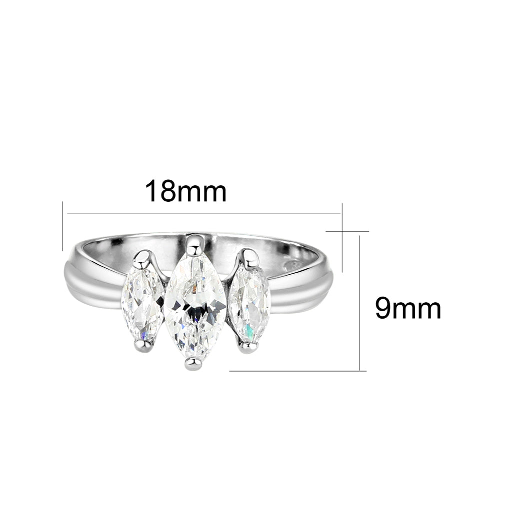 LO5S061- Sterling Silver Ring with CZ In Clear High Polished( NO Plating) LuxuryLifeWay Online Store
