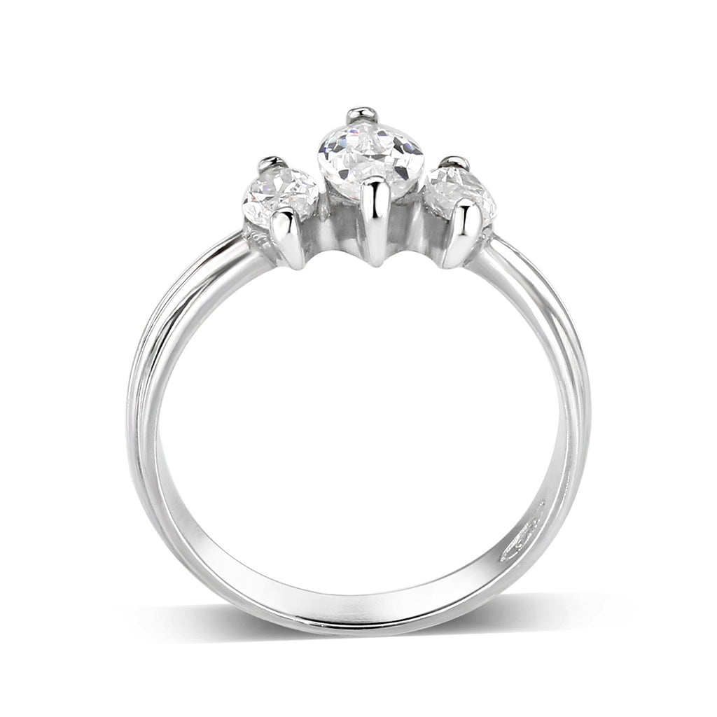 LO5S061- Sterling Silver Ring with CZ In Clear High Polished( NO Plating) LuxuryLifeWay Online Store