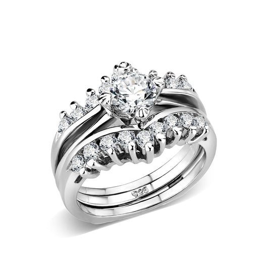 LO5S076- Sterling Silver Ring with CZ In Clear High Polished( NO Plating) LuxuryLifeWay Online Store