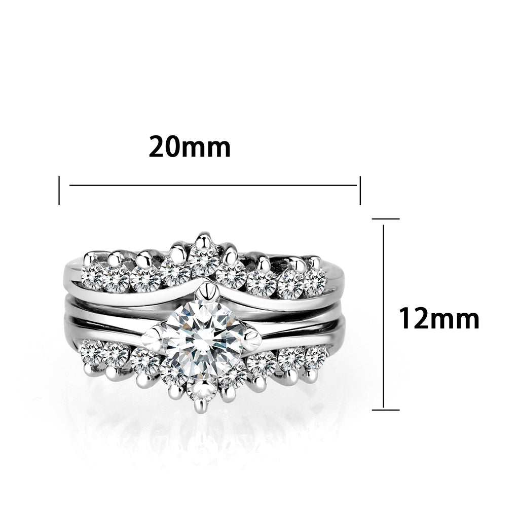 LO5S076- Sterling Silver Ring with CZ In Clear High Polished( NO Plating) LuxuryLifeWay Online Store