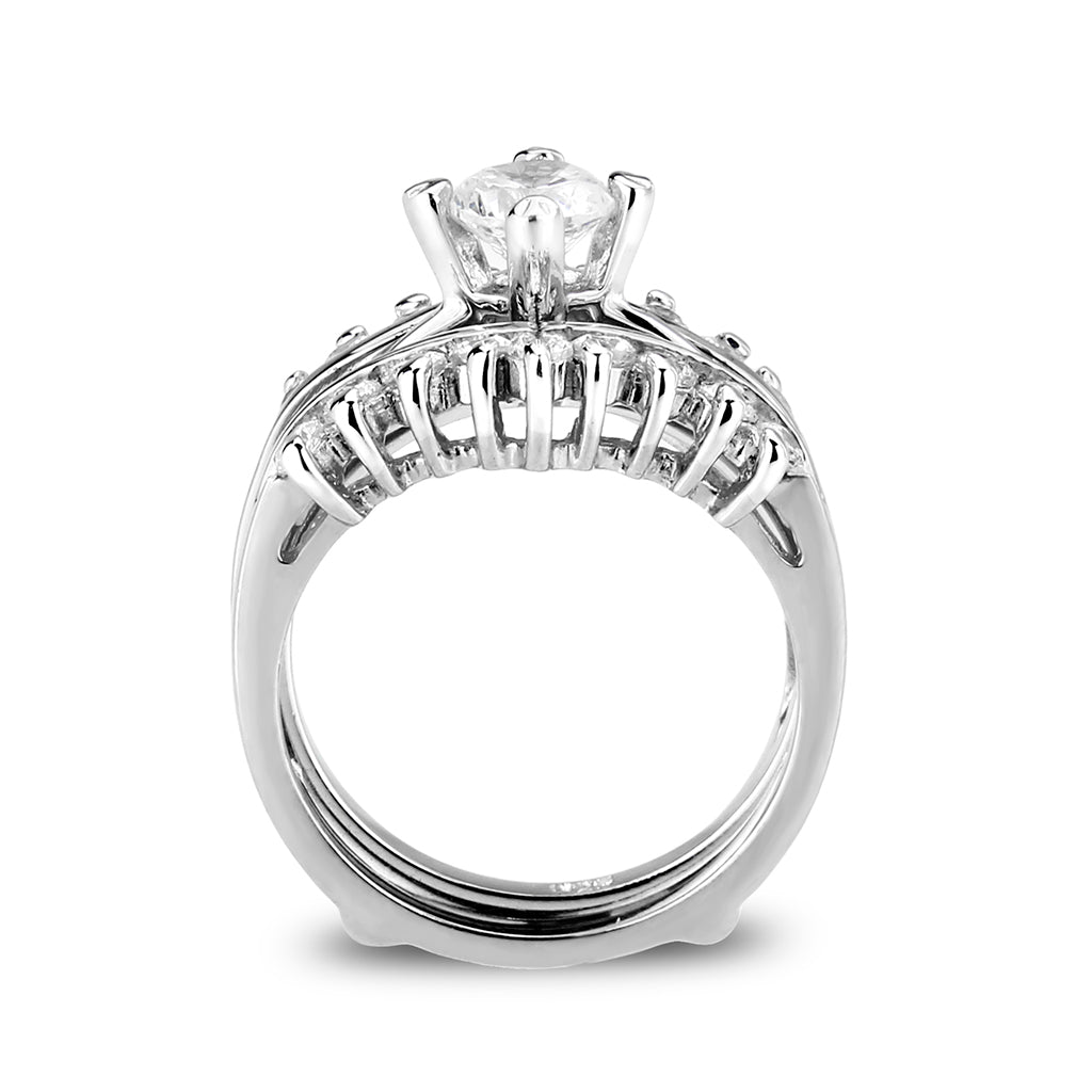 LO5S076- Sterling Silver Ring with CZ In Clear High Polished( NO Plating) LuxuryLifeWay Online Store