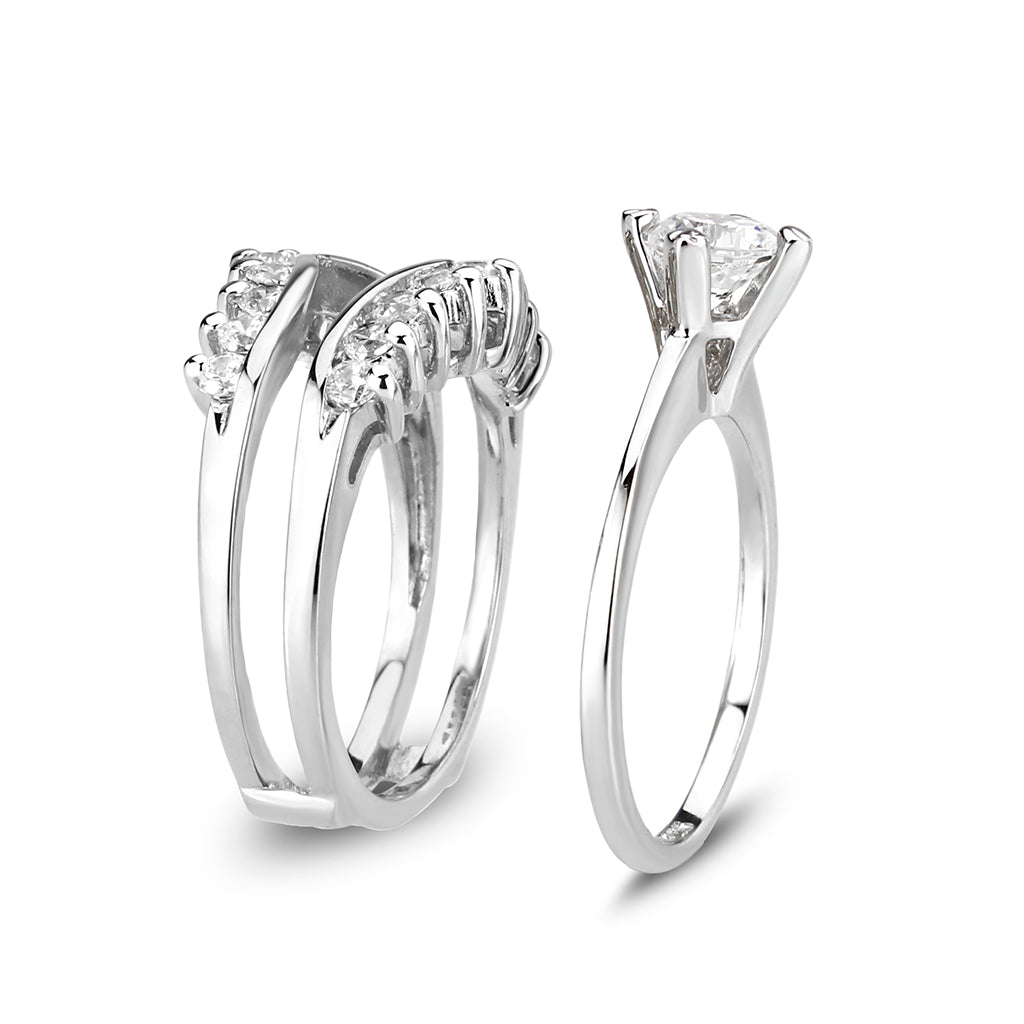 LO5S076- Sterling Silver Ring with CZ In Clear High Polished( NO Plating) LuxuryLifeWay Online Store