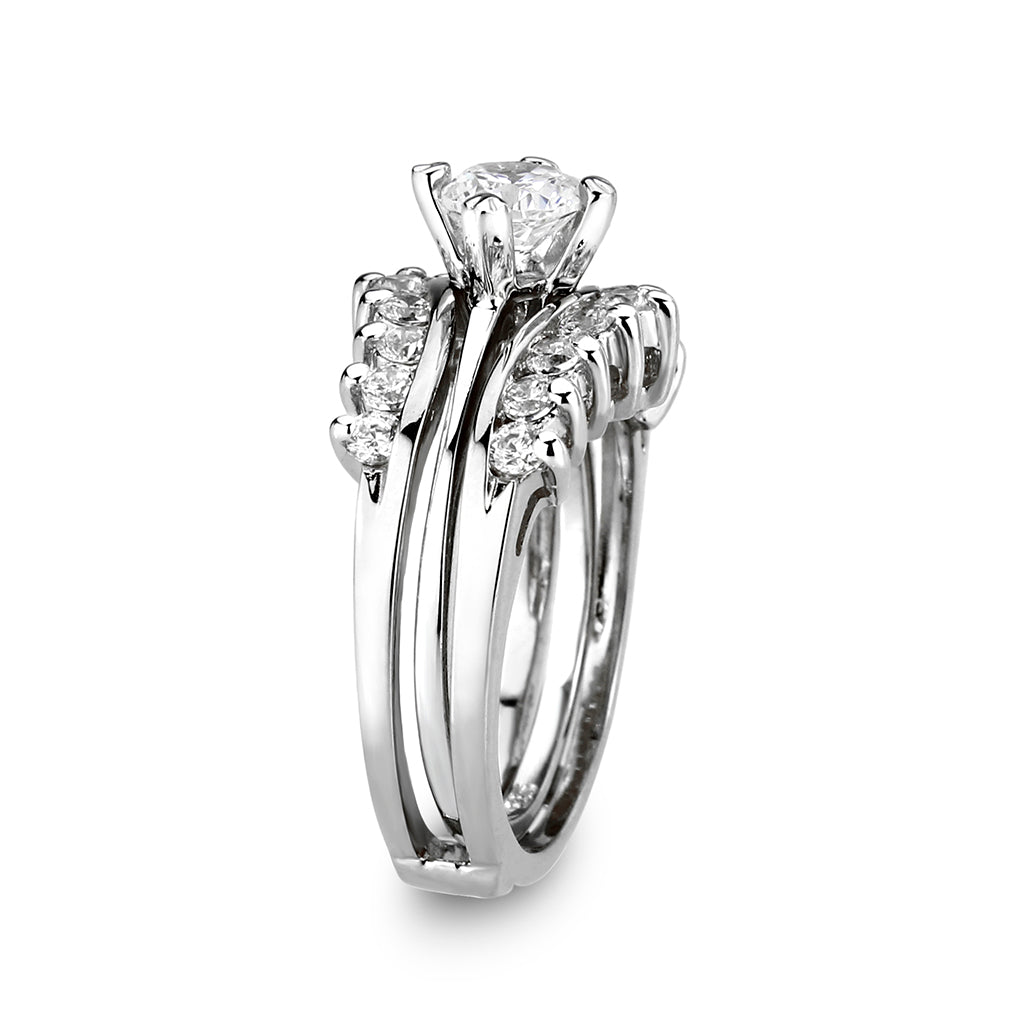 LO5S076- Sterling Silver Ring with CZ In Clear High Polished( NO Plating) LuxuryLifeWay Online Store