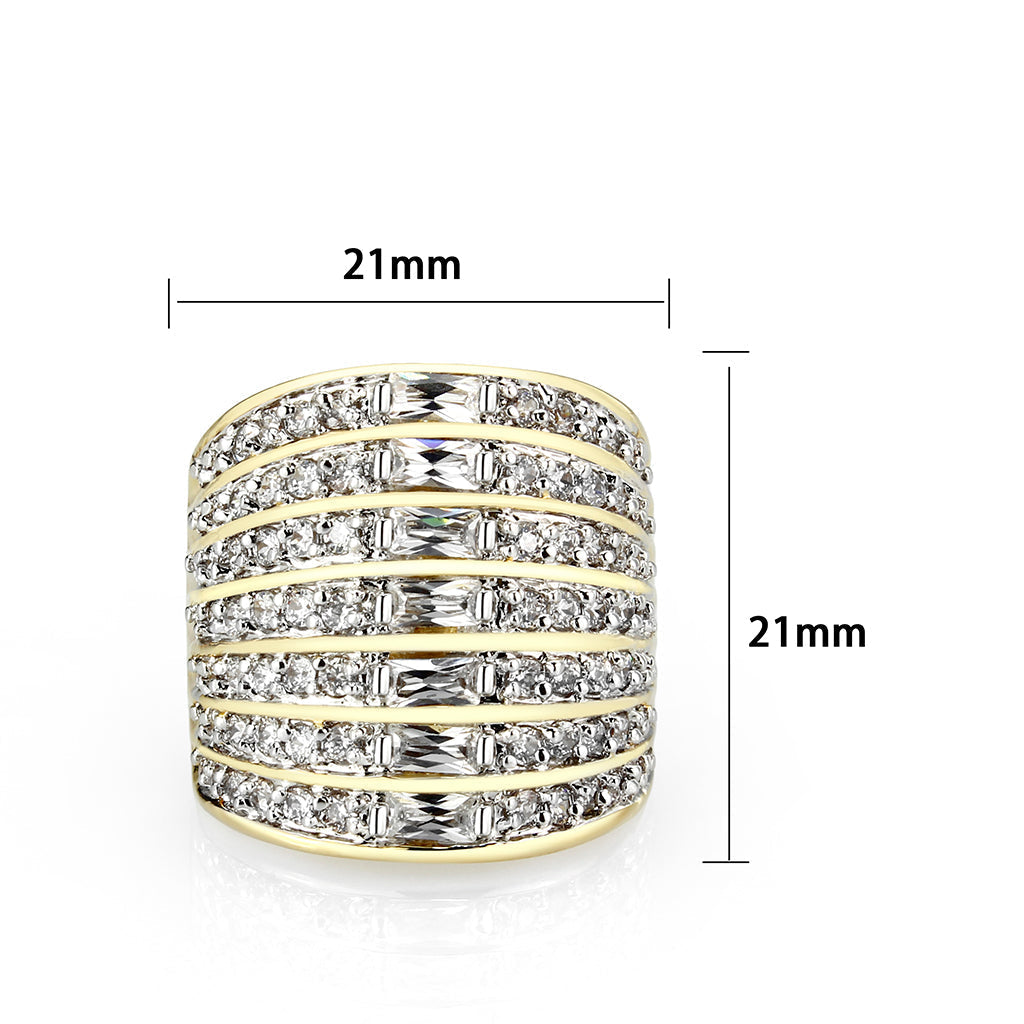 LO5W094- Gold Plated Brass Ring with CZ In Clear LuxuryLifeWay Online Store