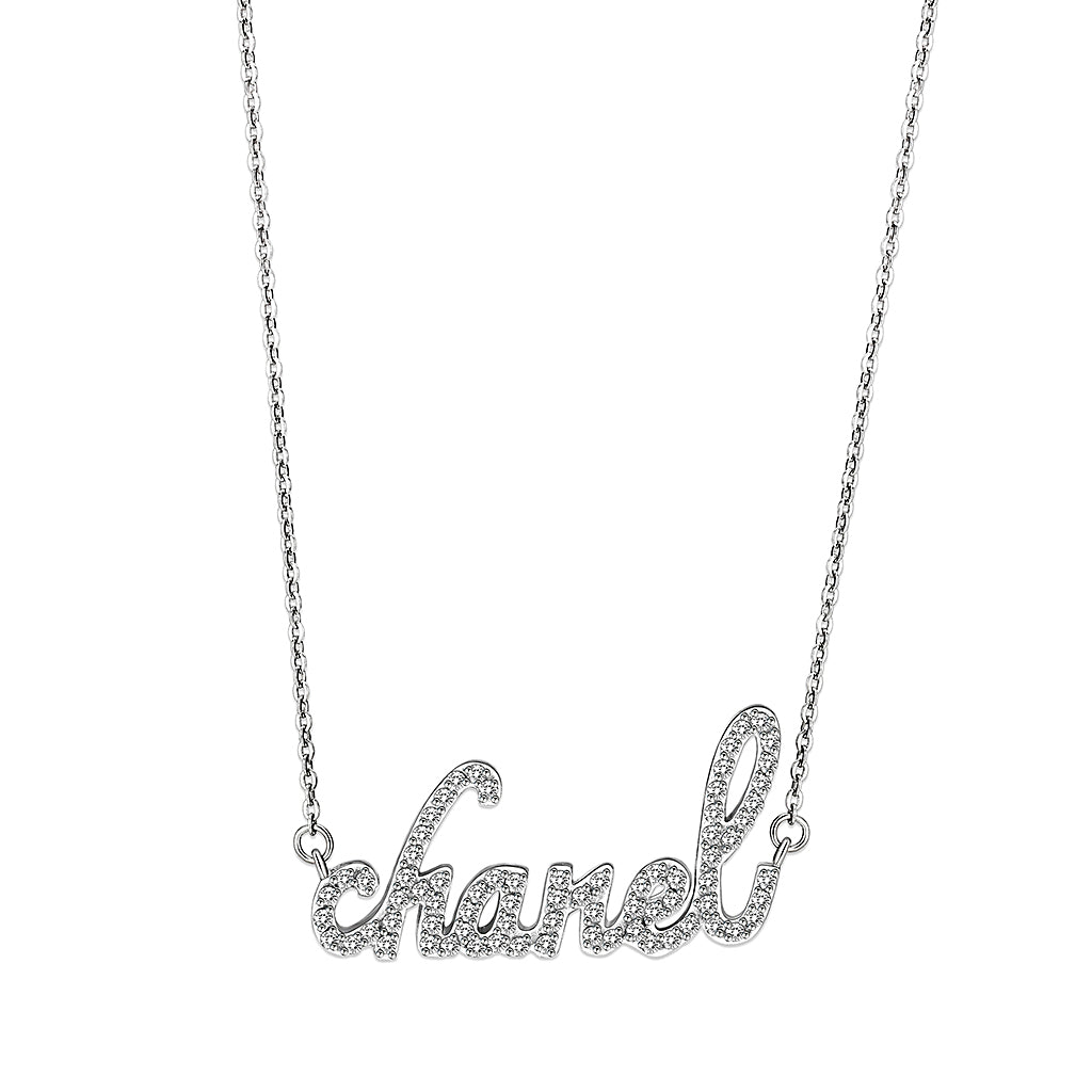 LO5W117- Brass  Pendant With 16" Chain with Clear Crystal Glass  In Rhodium Plated LuxuryLifeWay Online Store