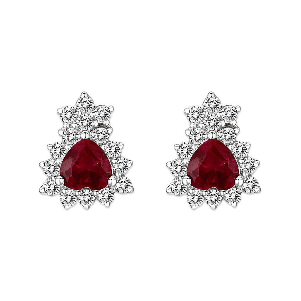 LO5S127 - Sterling Silver  Earrings With  CZ Red In High Polished( No Plated) LuxuryLifeWay Online Store
