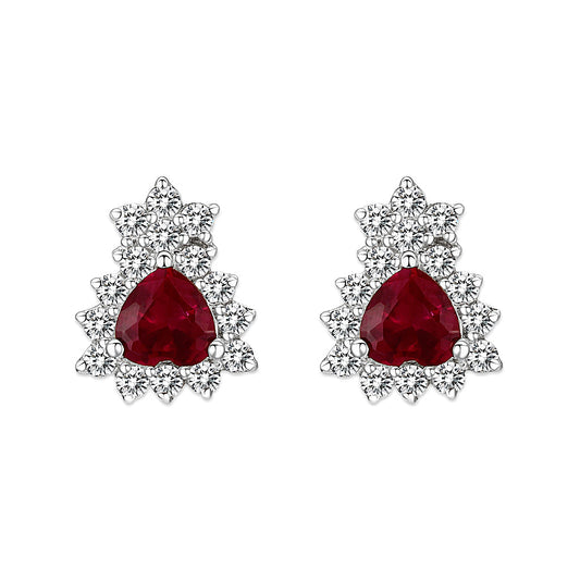 LO5S127 - Sterling Silver  Earrings With  CZ Red In High Polished( No Plated) LuxuryLifeWay Online Store