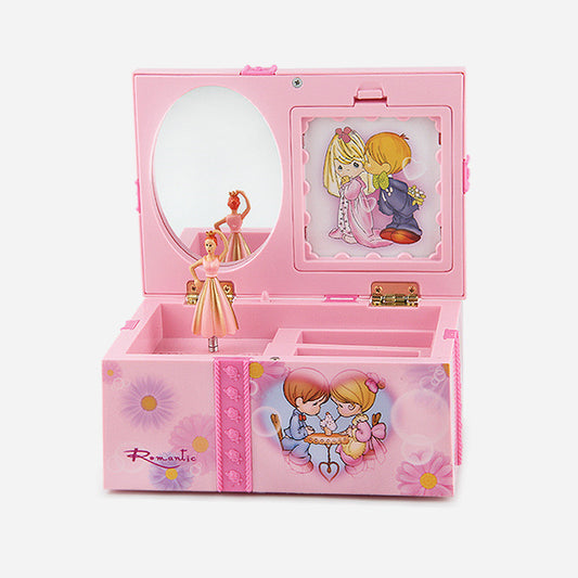 Creative Rotating Ballet Music Box With Makeup Mirror CJD2