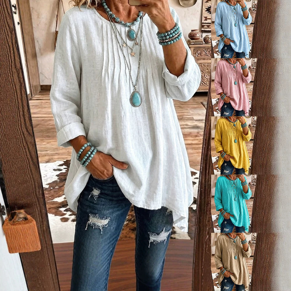 Womens Casual Crew-neck Long-sleeve Top NorixaFashion.com