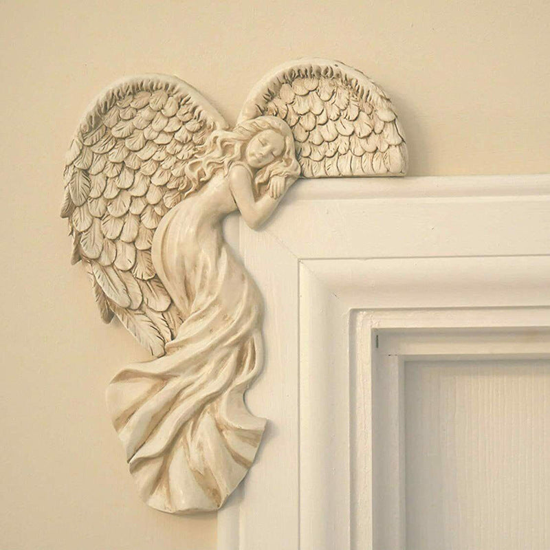 Door Frame Angel Wings Sculpture Resin Crafts PearlNestDecor.com