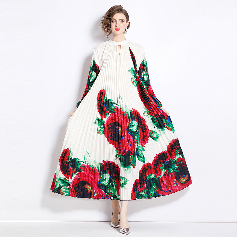 Pleated Tassel Belt Dress Women NorixaFashion.com