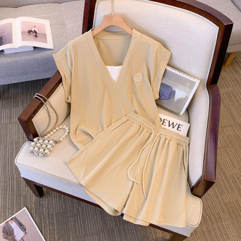 Casual Two-piece Set Sleeveless Top And Shorts LadyShow.Store