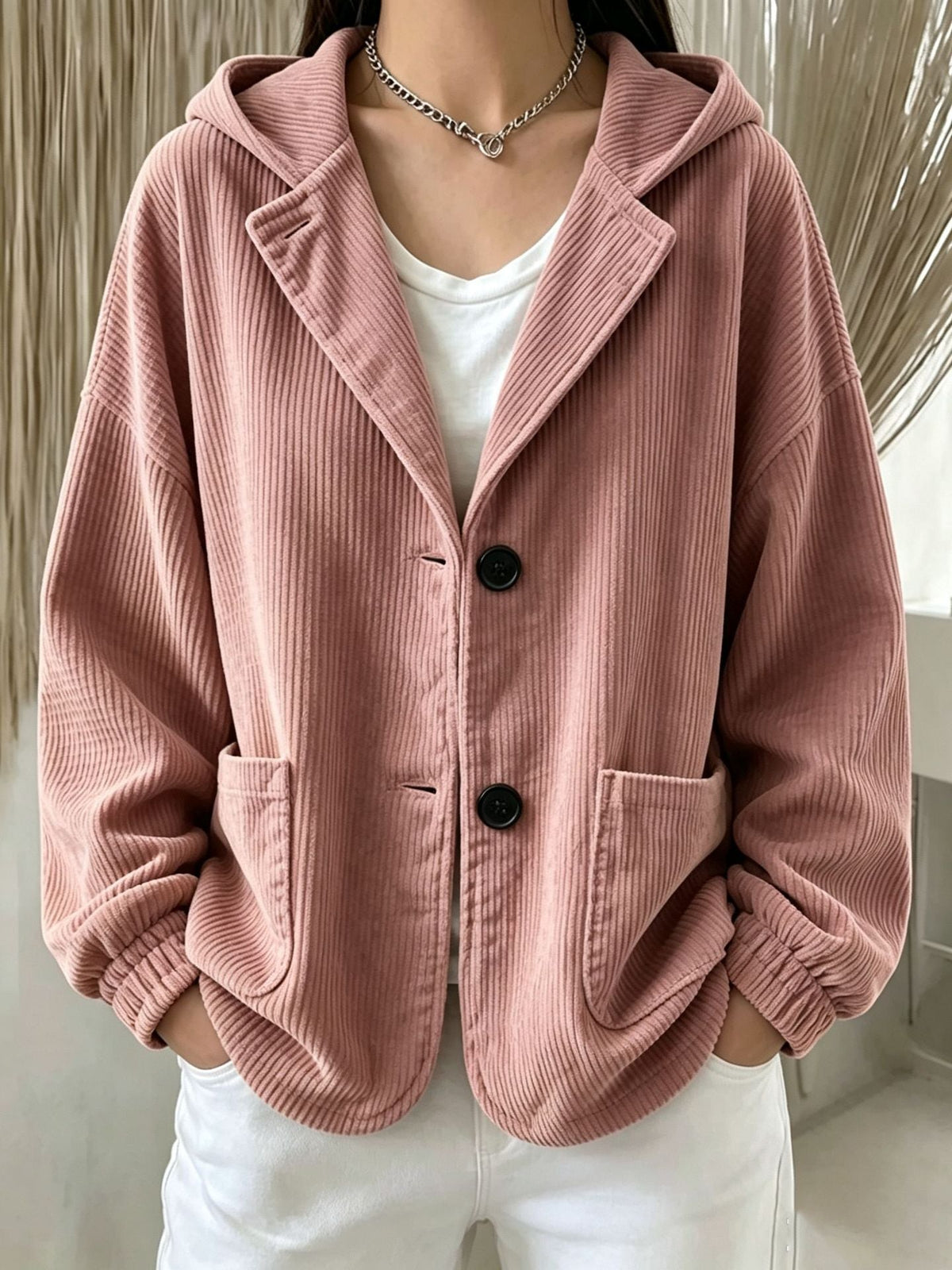2026 Autumn Winter Cross Border European And American Women's Fashion Casual Corduroy Hooded Jacket Cardigan Sweatshirt Top NorixaFashion.com