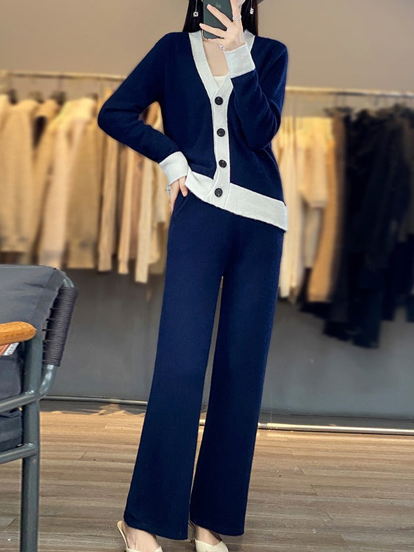 Casual Knitted Wool Two-piece Women's Clothing Loose Best YouTube Store