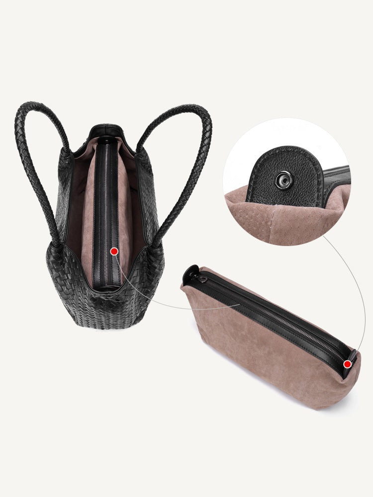 Handmade Sheepskin Woven Handbag For Women LadyShow.Store