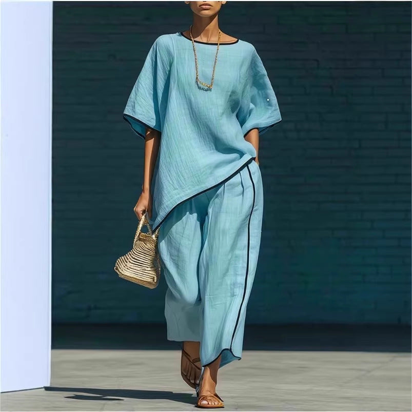 Casual Resort-Style Fashionable Loose Two-Piece Set For Women NorixaFashion.com