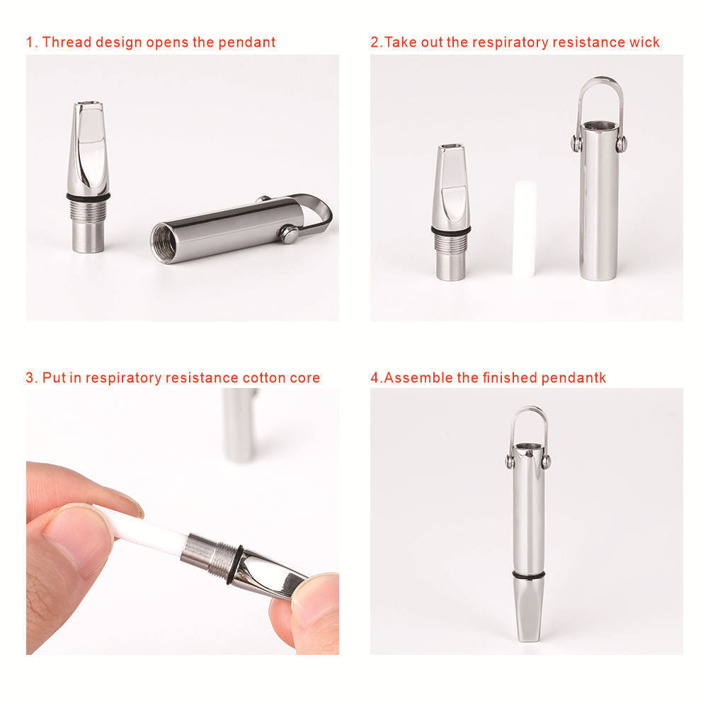 Breathing Resistance Whistle Necklace Round Tube Built-in Cotton Core LadyShow.Store