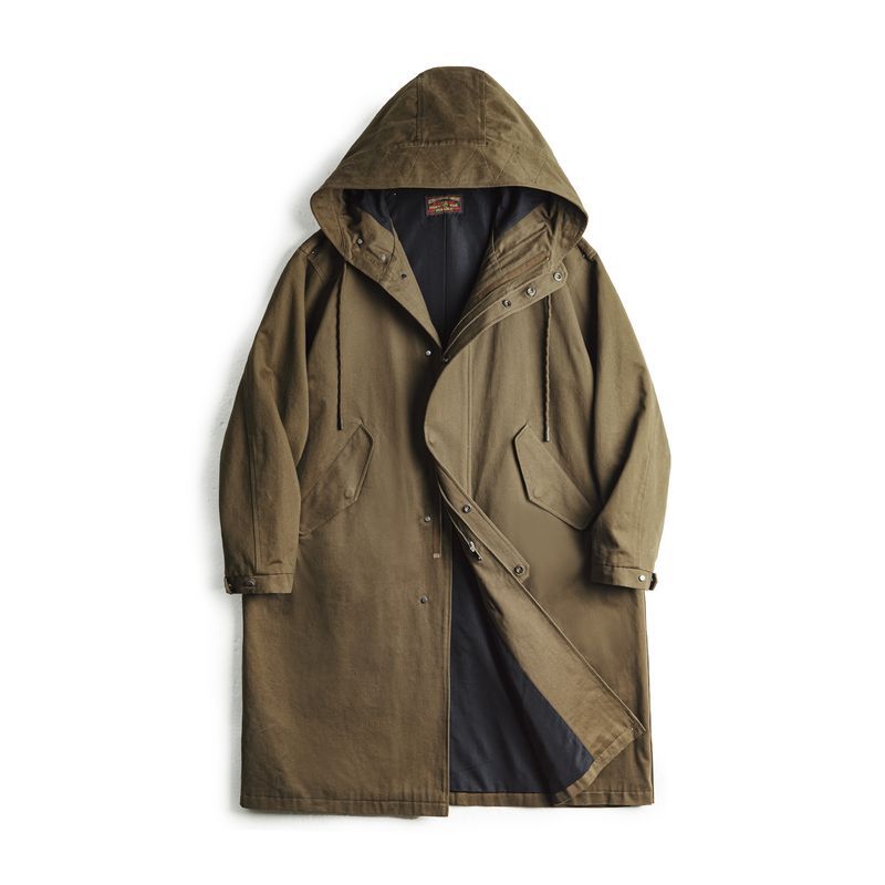 Military Style Brushed Fleece Hooded Windbreaker Loose Pure Cotton Mid-length Coat For Men Autumn LuxuryLifeWay Online Store