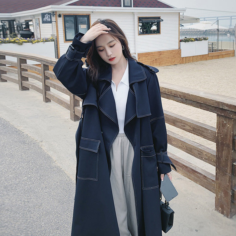 Mid-Length British Windbreaker Jacket for Street Style Pi-Mart