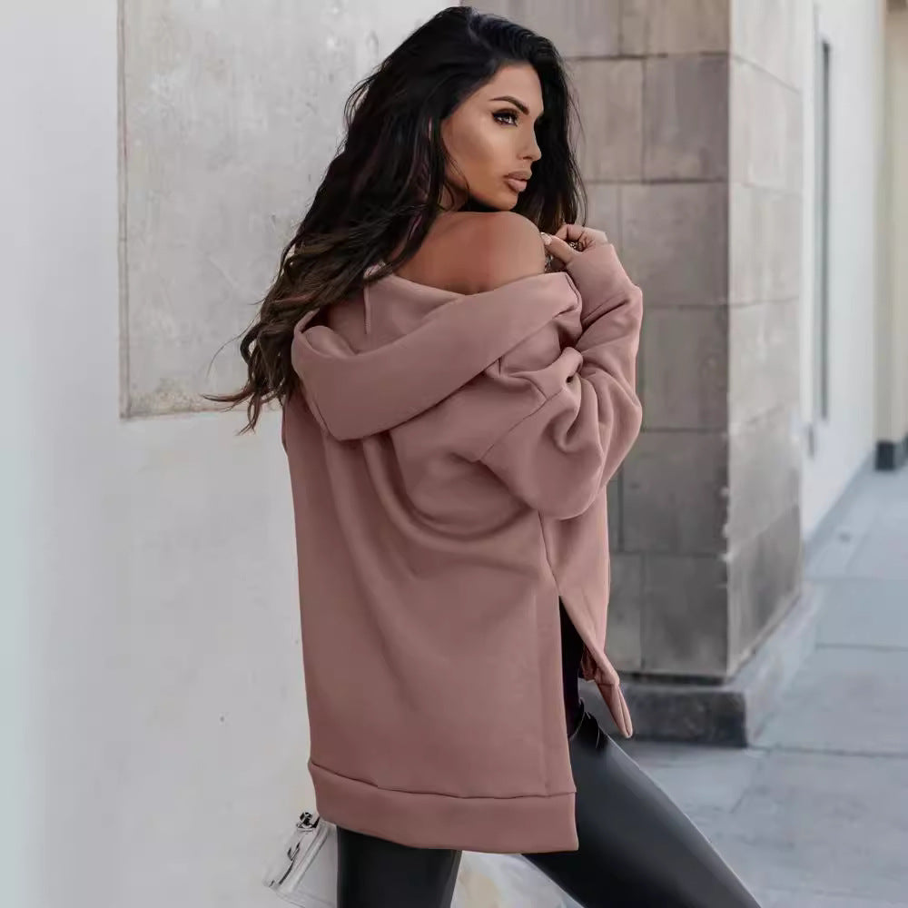 Women's Sports Pocket Loose Zip Casual Hoodie Sweater NorixaFashion.com