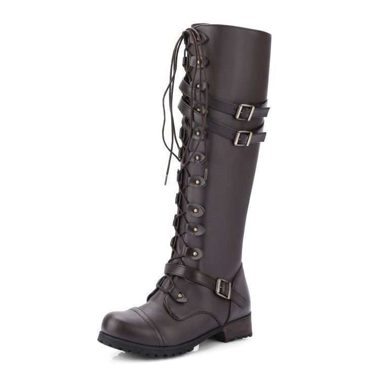 Round Toe Mid-heel Lace-up Over-the-knee Boots LadyShow.Store