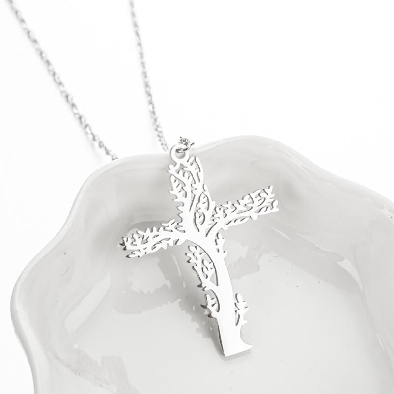 Tree Of Life Necklace Ladies Cross Clavicle Chain Jewelry CJD2
