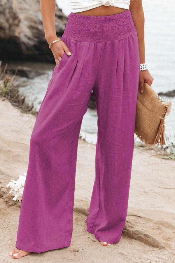 Women's Pants Casual Wide Leg Cotton Linen Loose Trousers NorixaFashion.com