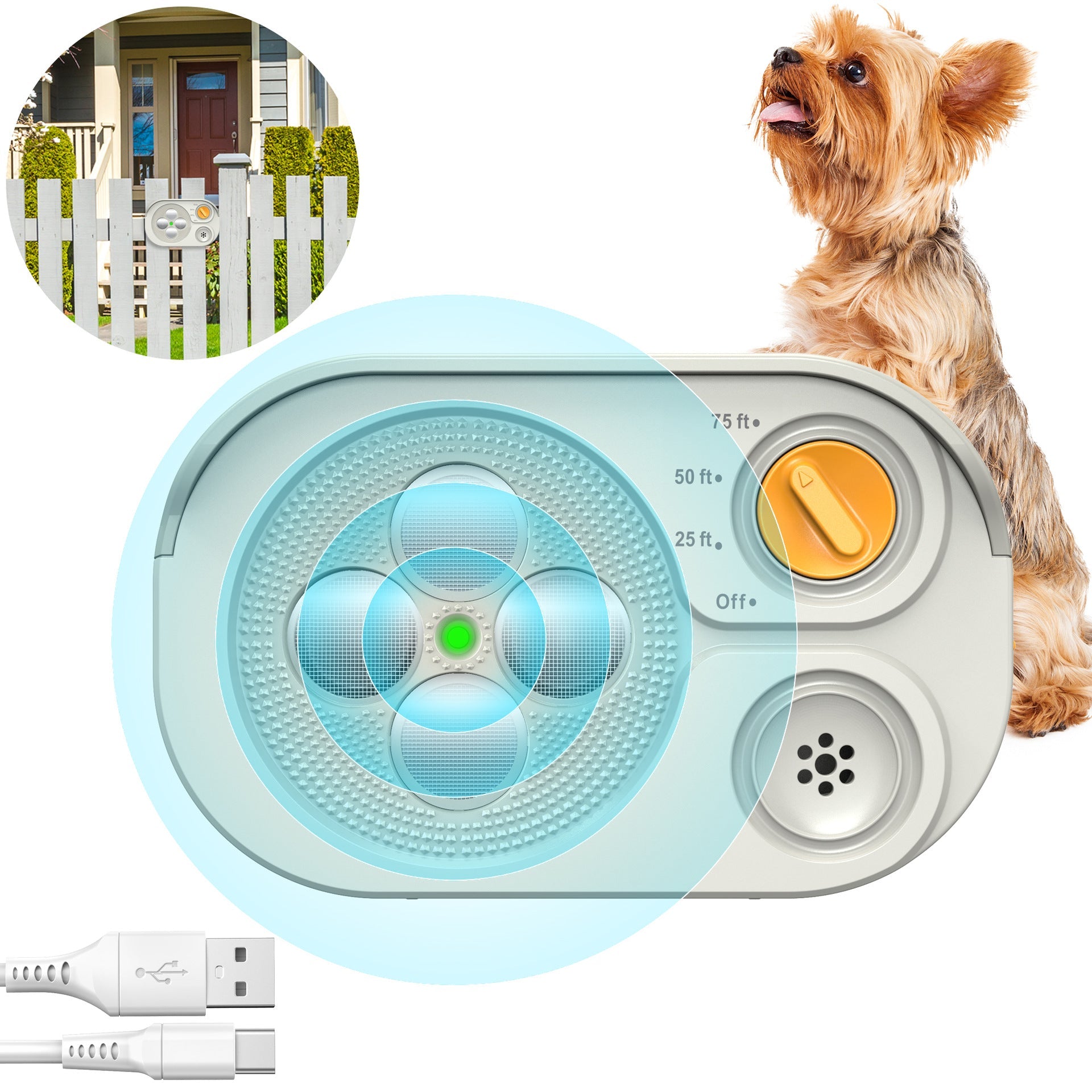 Anti Barking Device For Dogs, Bark Box Rechargeable Dog Bark Deterrent With Variable Ultra Frequency 6 Modes IP65 Waterproof Dog Silencer Stop Neighbors  Dogs From Barking Up To 75ft Pets Fashion