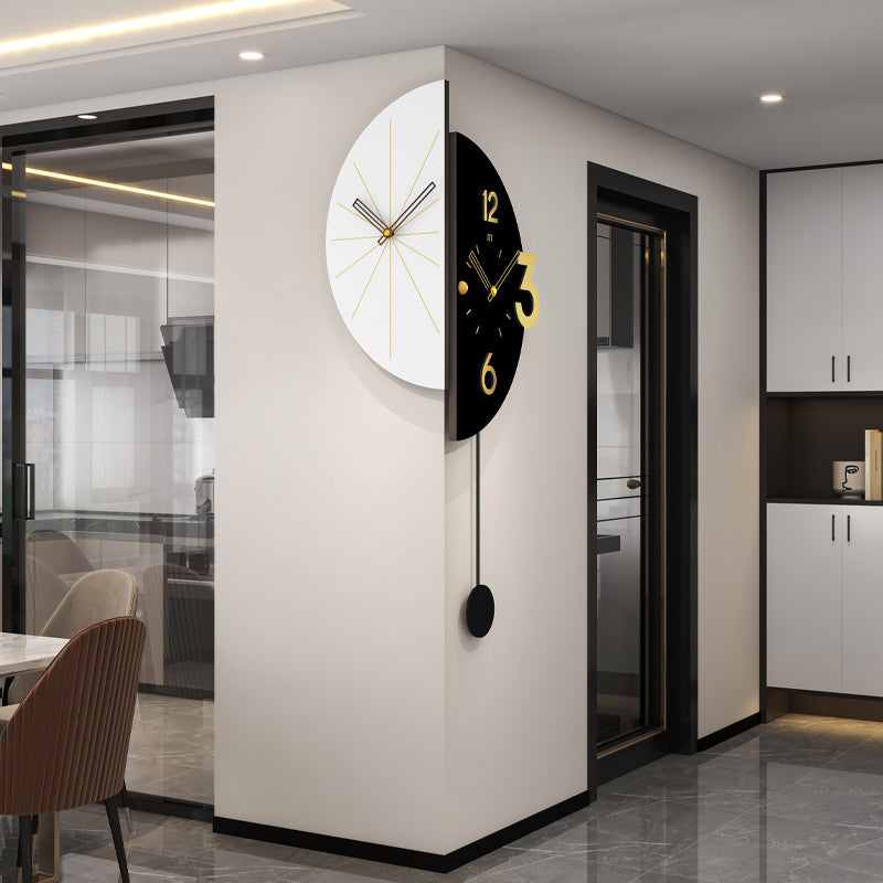 Double Sided Corner Wall Clock Modern Pendulum Home Decor PearlNestDecor.com
