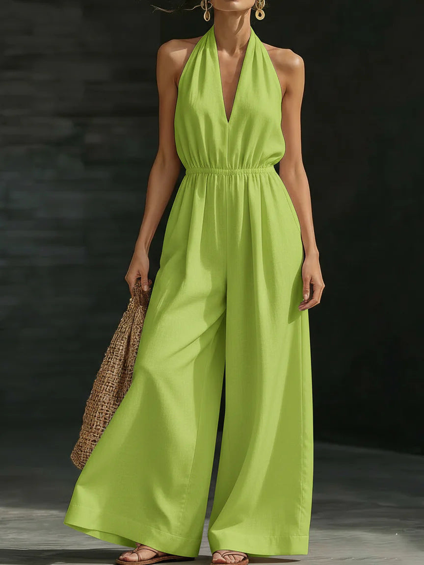 V-neck Halter Neck Jumpsuit For Women LadyShow.Store