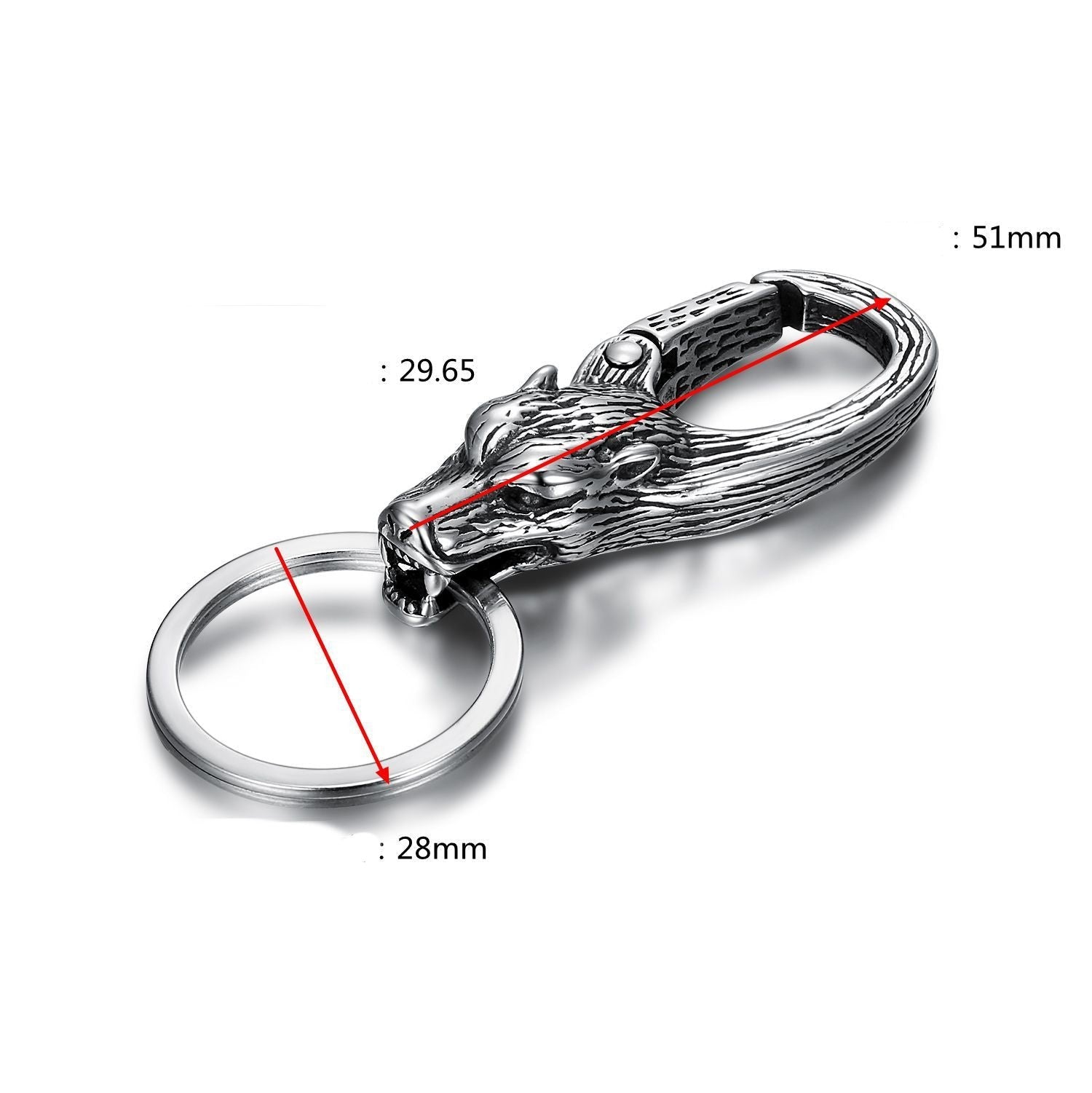 European And American Fashion Wolf Head Stainless Steel Keychain LadyShow.Store