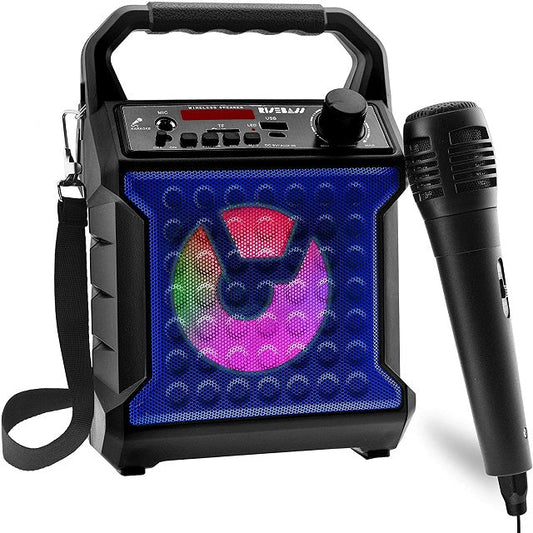 Risebass Portable Karaoke Machine with Microphone - Home Karaoke System with Party Lights for Kids and Adults - Rechargeable USB Speaker Set with FM Radio, SD/TF Card Support, and AUX-in LuxuryLifeWay Online Store