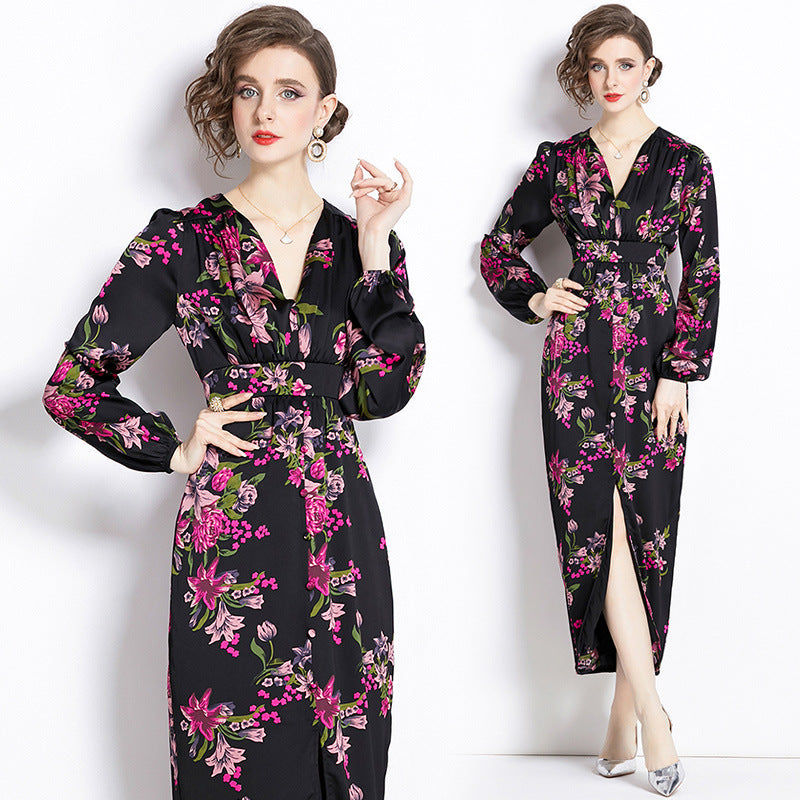 Romantic Print Dress Spring Women NorixaFashion.com