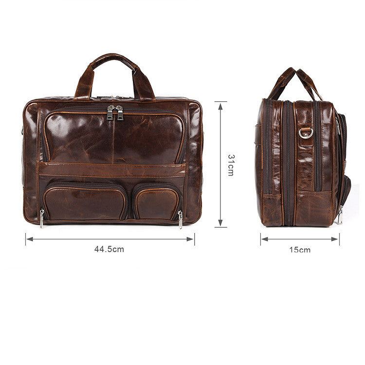 Men's Large Capacity Leather Handbag Computer Briefcase LadyShow.Store