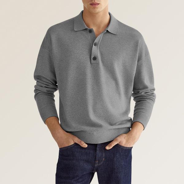 New Autumn Long Sleeve V-neck Buttons Men's Casual Jacket Polo Shirt LadyShow.Store